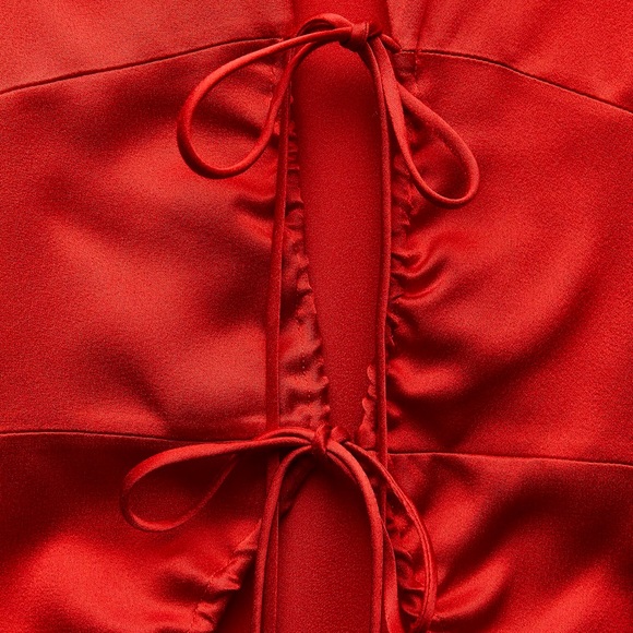 ZARA NWT RED DRESS BACK V-NECK ZW COLLECTION - Picture 9 of 12